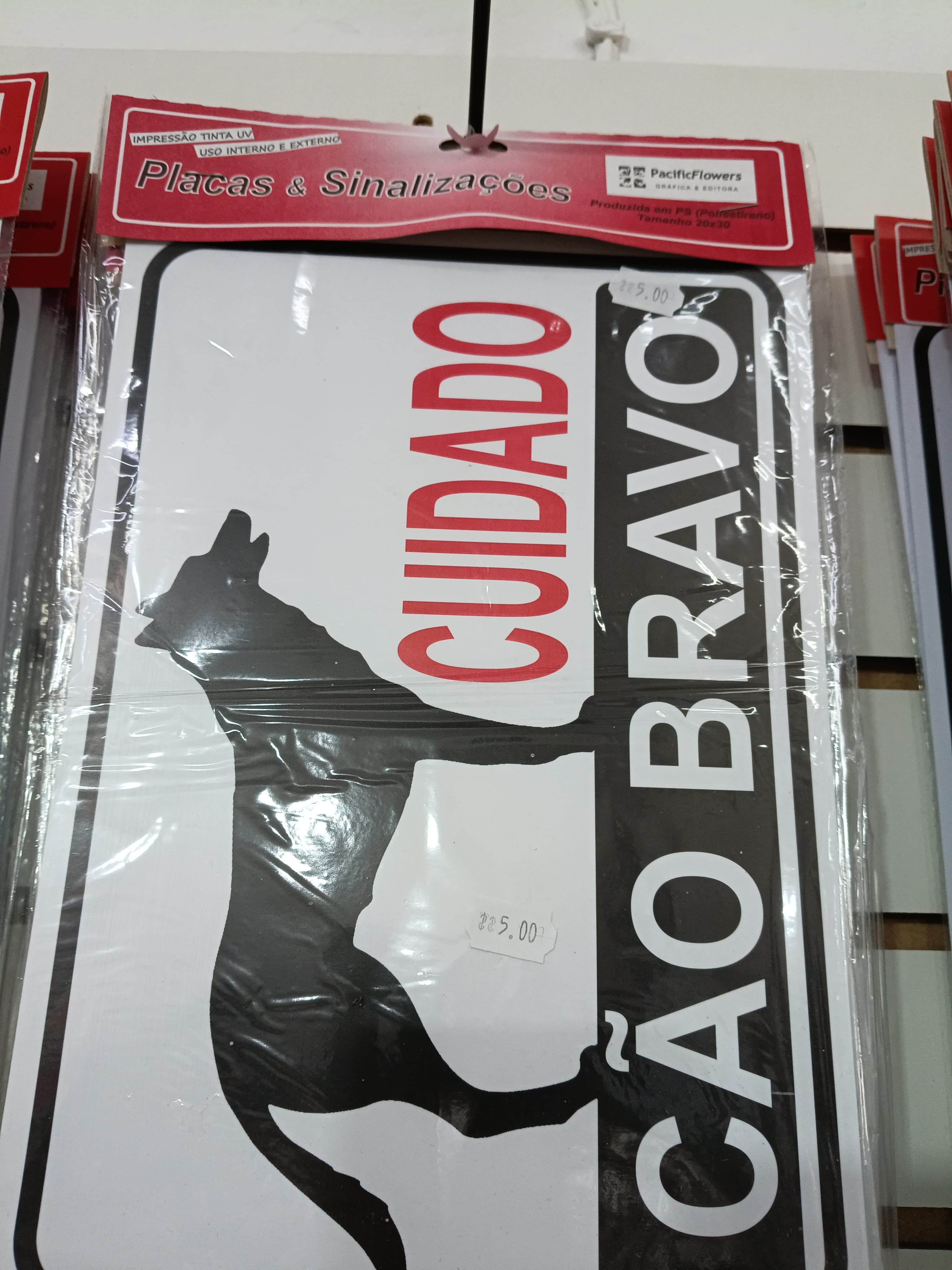 Placa Sinalizacao Cuidado Cao Bravo 20X30 PS22 (unidade)