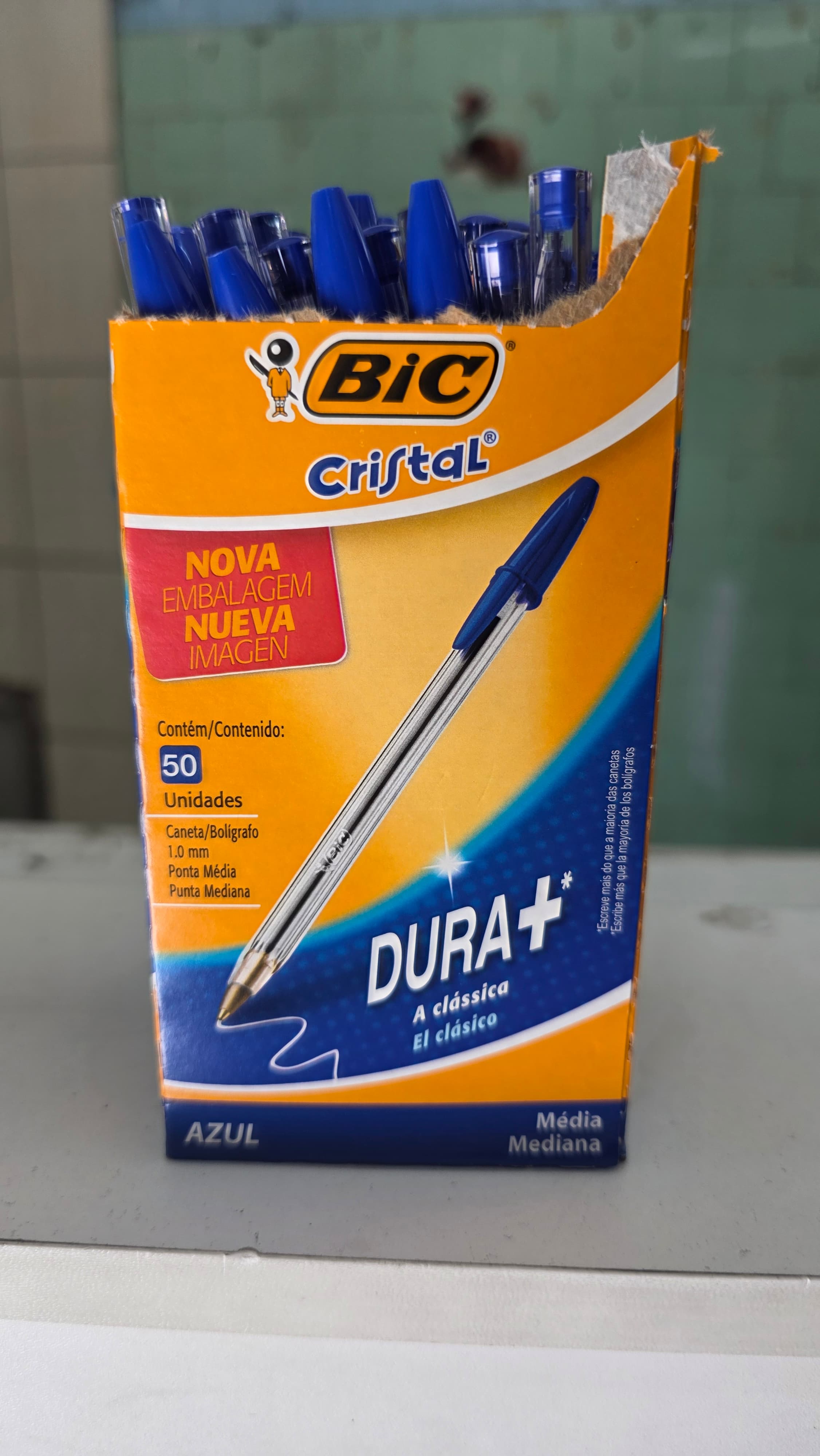 Caneta Azul Bic Cristal Dura+ CX/50