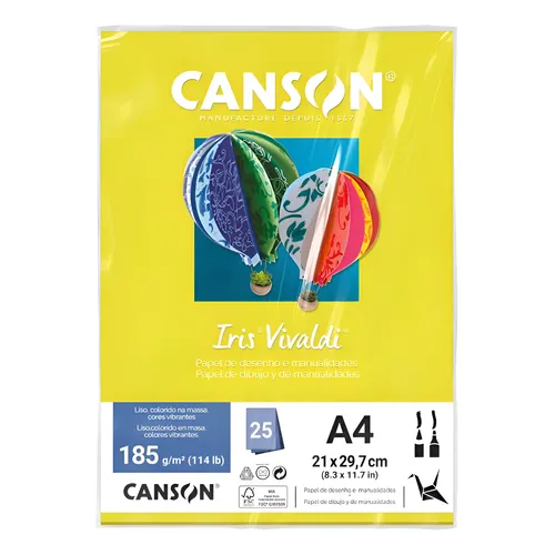 Papel A4 Canson Color Iris Vivaldi amarelo 185 g