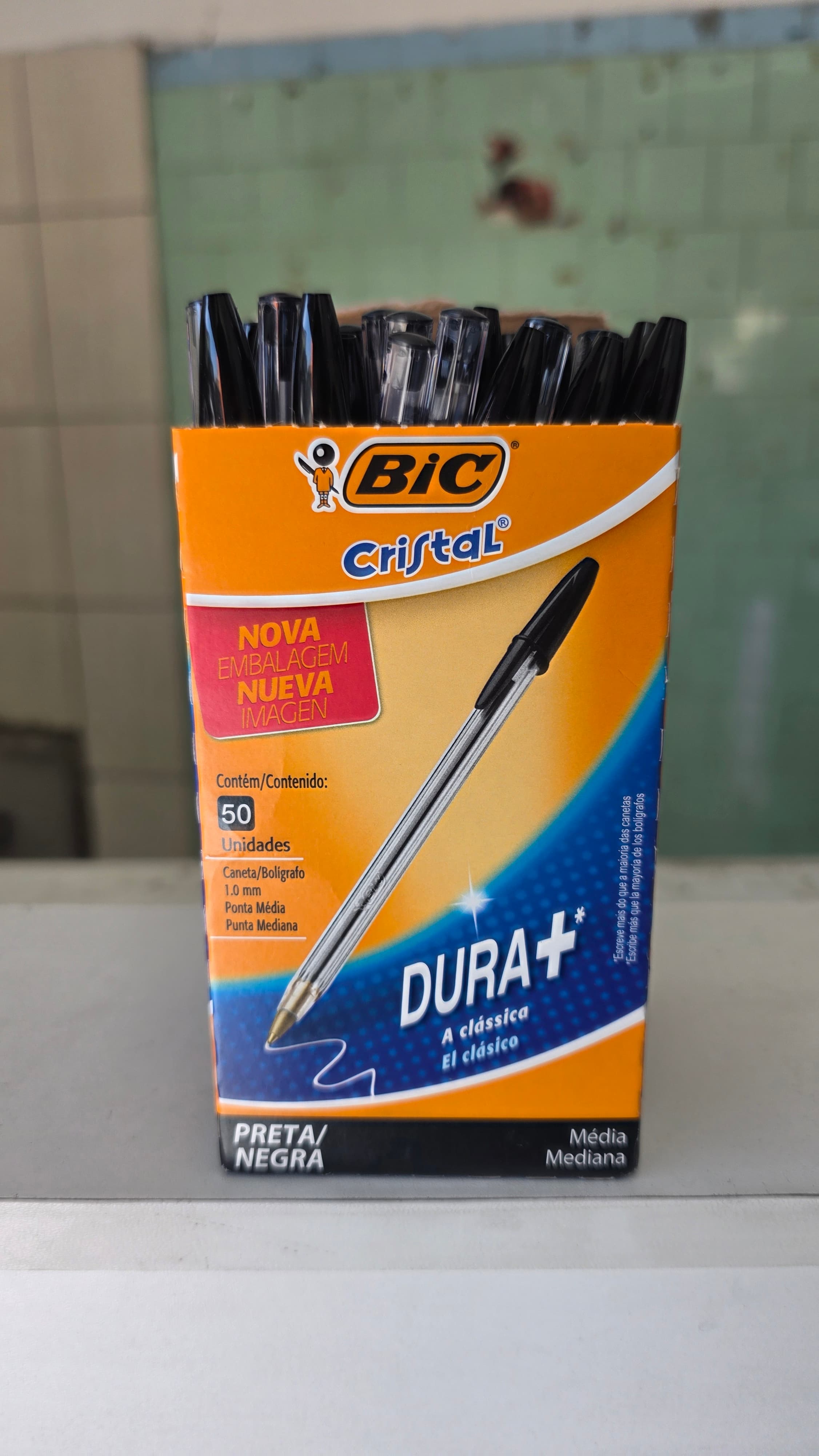 Caneta Preta Bic Cristal Dura+ CX/50