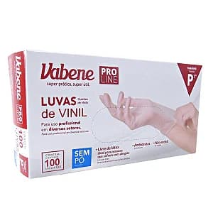 Luva de vinil Vabene Pro Line pacote com 100 unidades sem pó