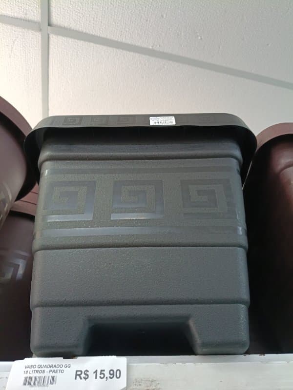 Vaso Quadrado GG 18 Litros - Preto