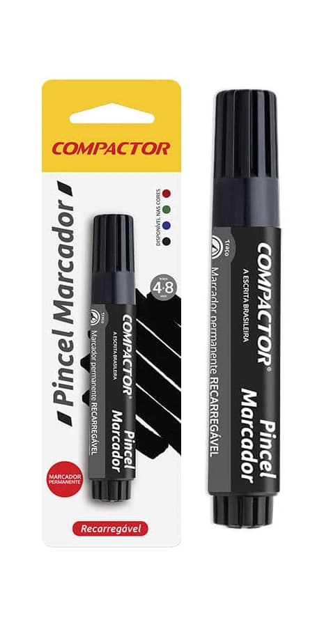 Pincel Marcador Preto 4E8MM Compactor (unidade)