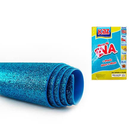Placa de E.v.a. 60X40 Glitter Azul Claro-KZ362 (unidade)