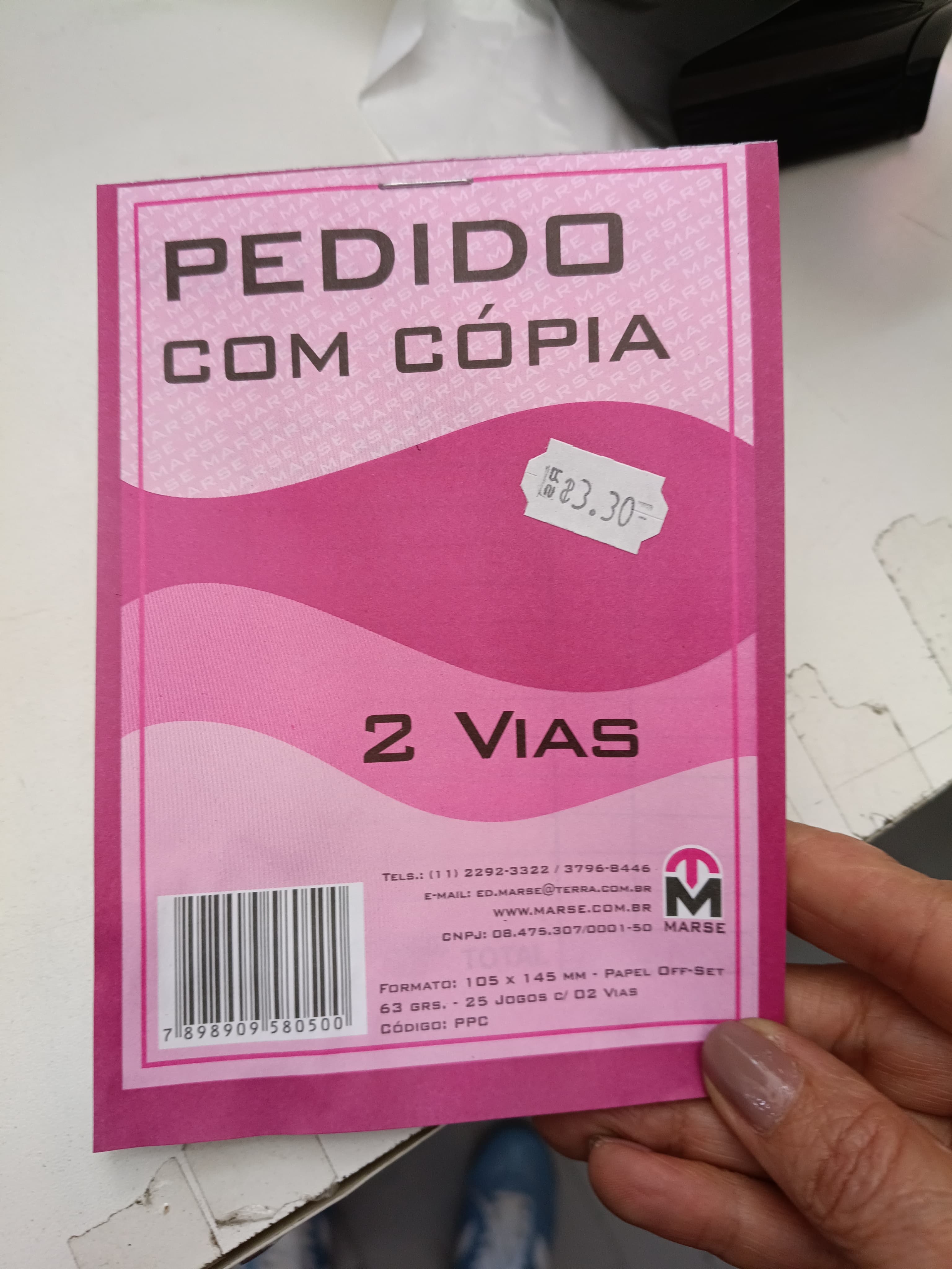 Talao Pedido 2 Vias 1/8 50FLS Ppc