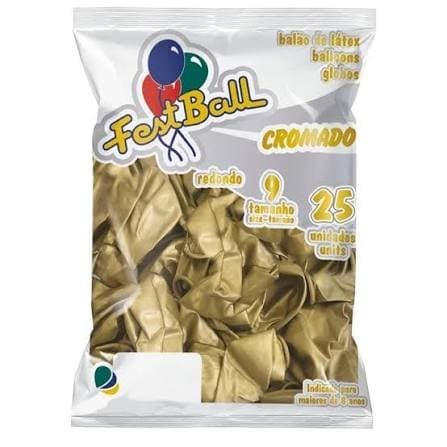 Balões cromado ouro Festball número 9
