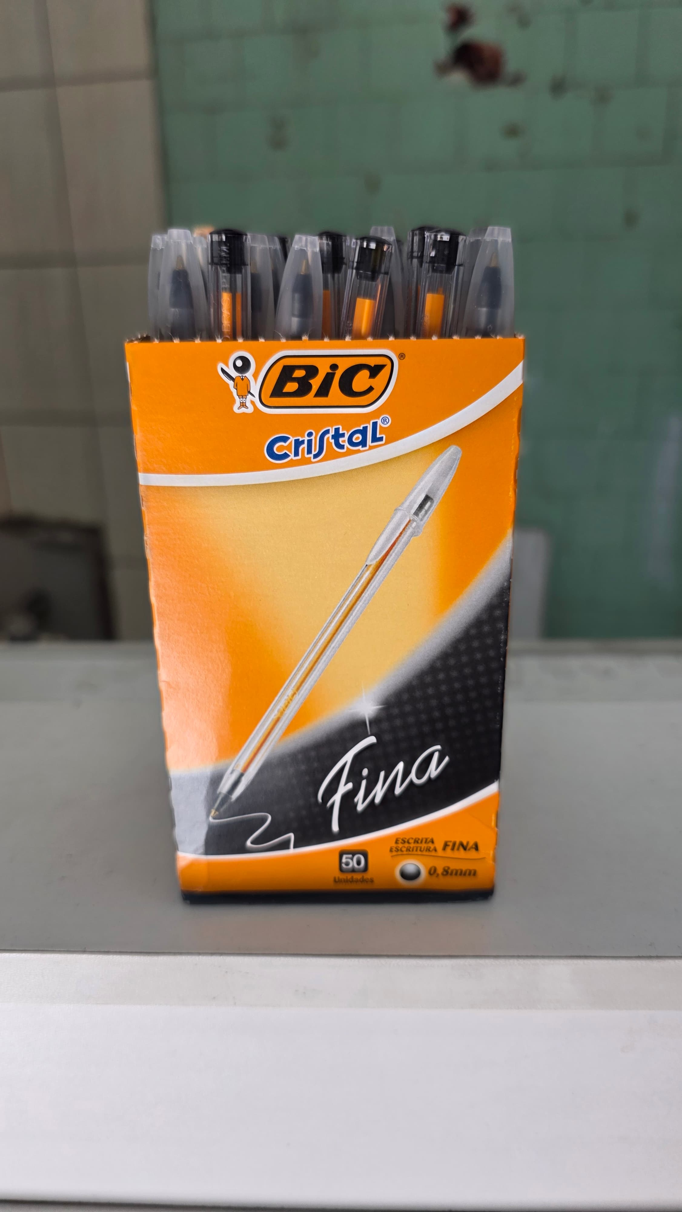 Caneta Preta Bic Cristal Fina CX/50