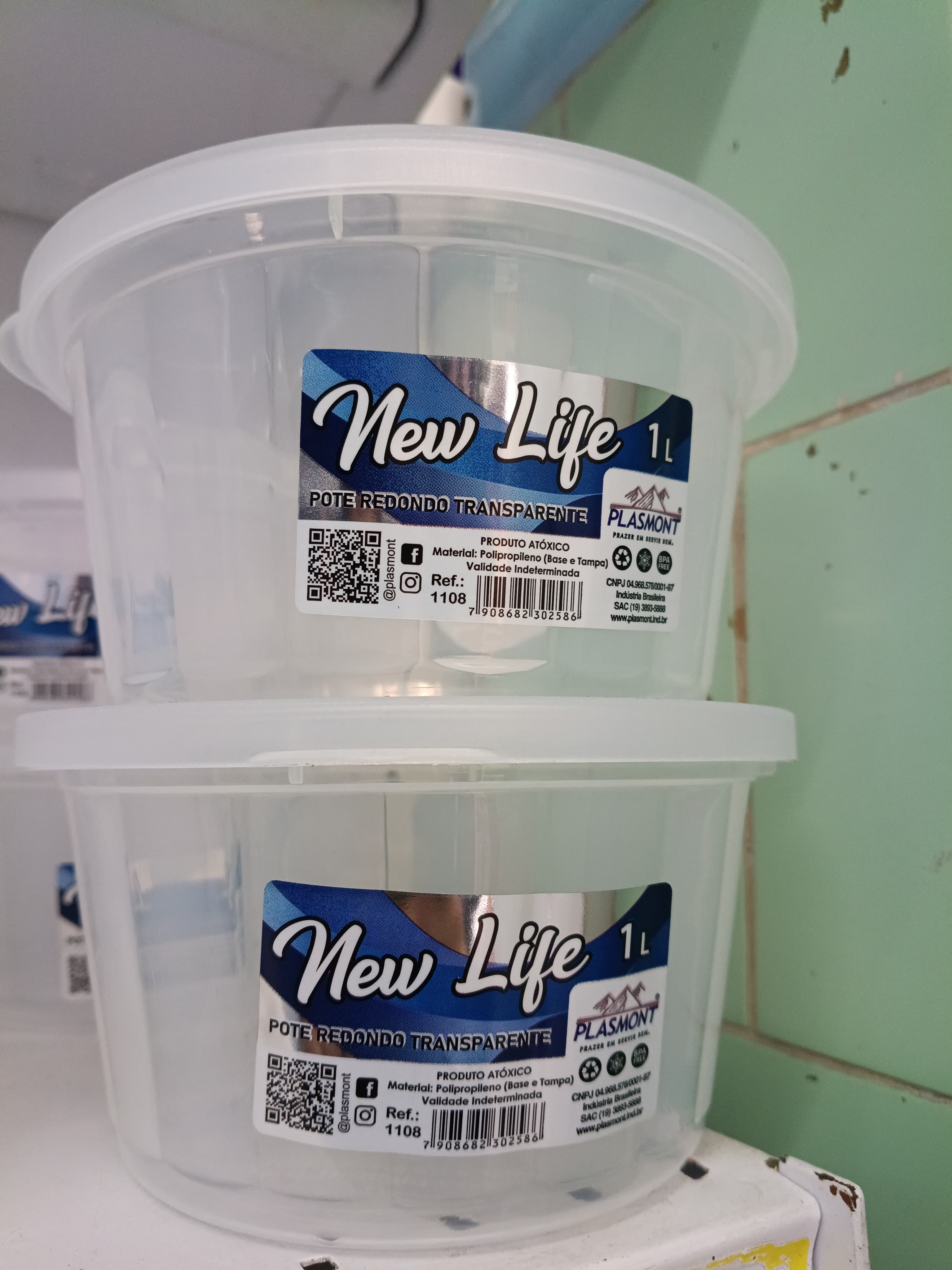Pote Newlife Redondo 1 Litro - Transparente
