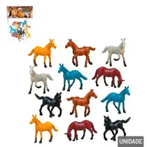 Kit animais de plástico 12 peças cavalo selvagens