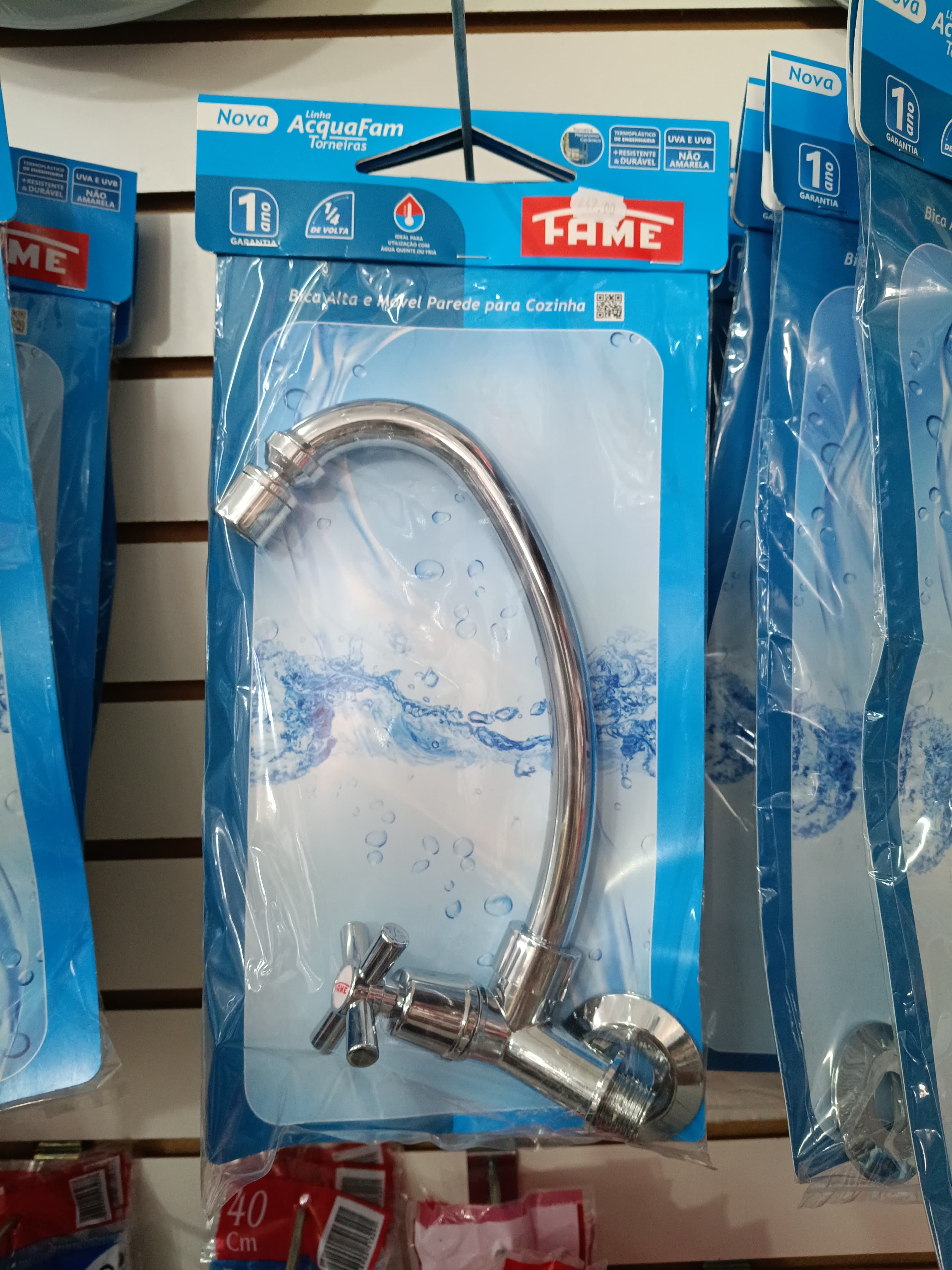 Torneira Cromada Acquafam para Parede de Cozinha Bica Alta -