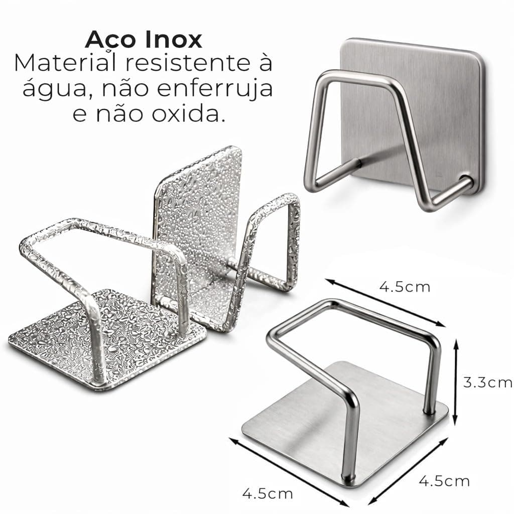 Suporte de Inox 5cm Adesivo Multiuso Prata
