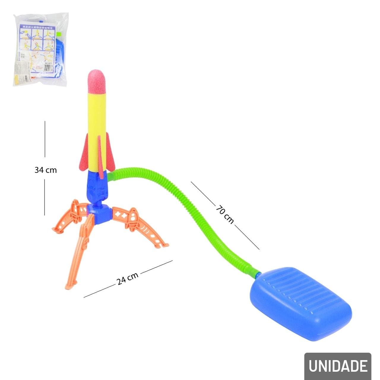 Lança foguete de plástico com pedal de pressão