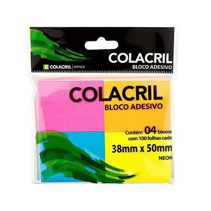 Bloco de notas com 4 cores 38 x 50 mm