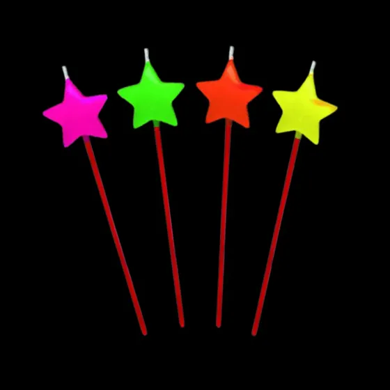 Vela aniversário 4 peças estrelinhas color
