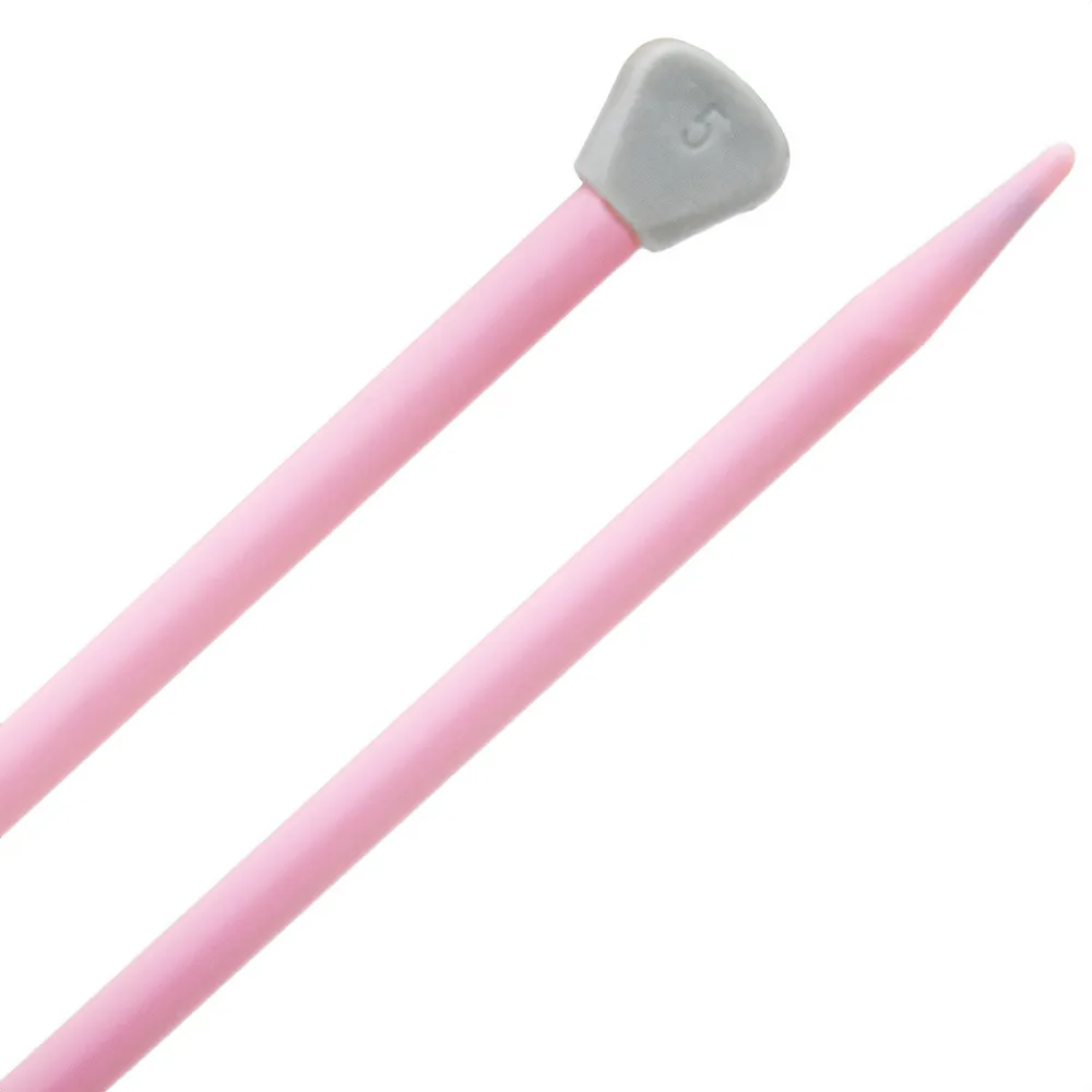Agulha de tricô plástico 35 cm 5 mm rosa