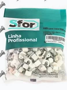 Fixa Fio Sforplast COAXIAL7 RG6 BR C/prego 100P