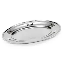 Bandeja de inox 15,5 x 24 cm oval prata