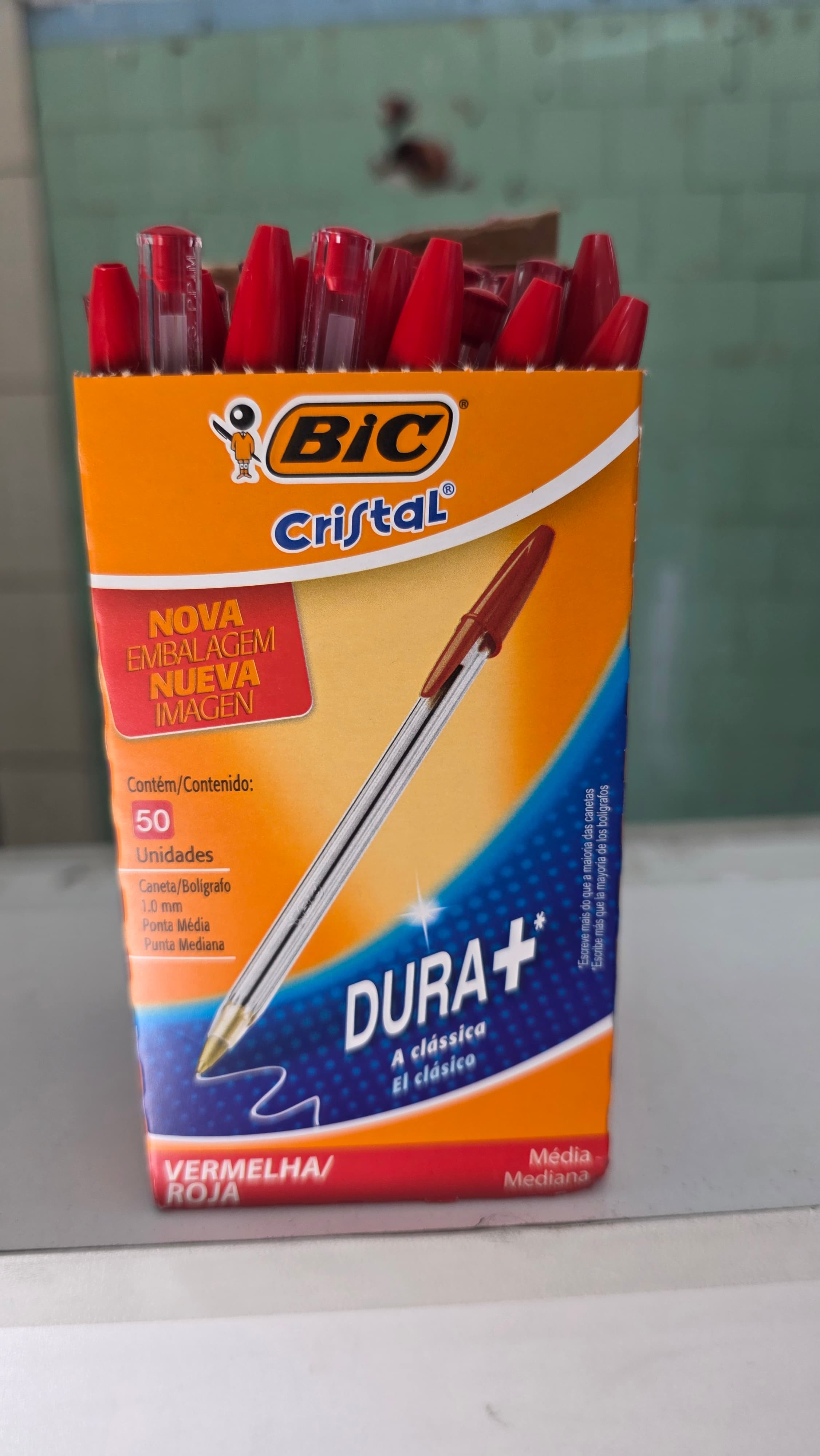 Caneta Vermelha Bic Cristal Dura+ CX/50