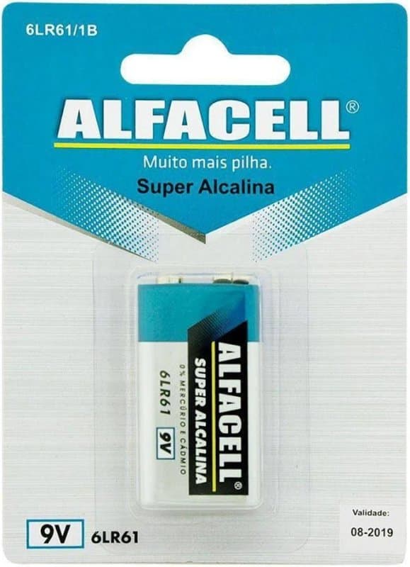 Bateria Super Alcalina 6LR61 9V Alfacell