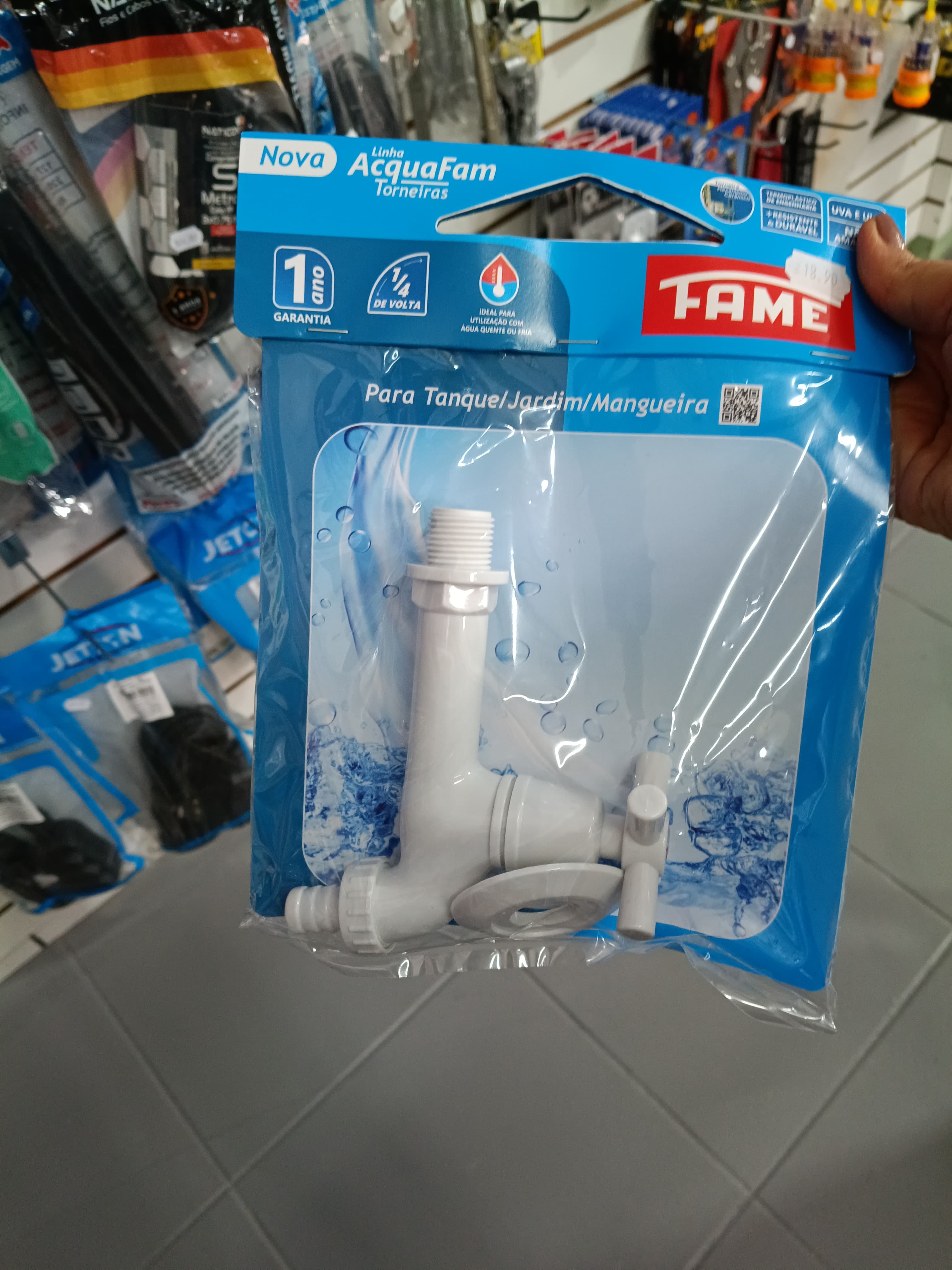 Torneira Branca Acquafam para Tanque / Jardim / Mangueira -