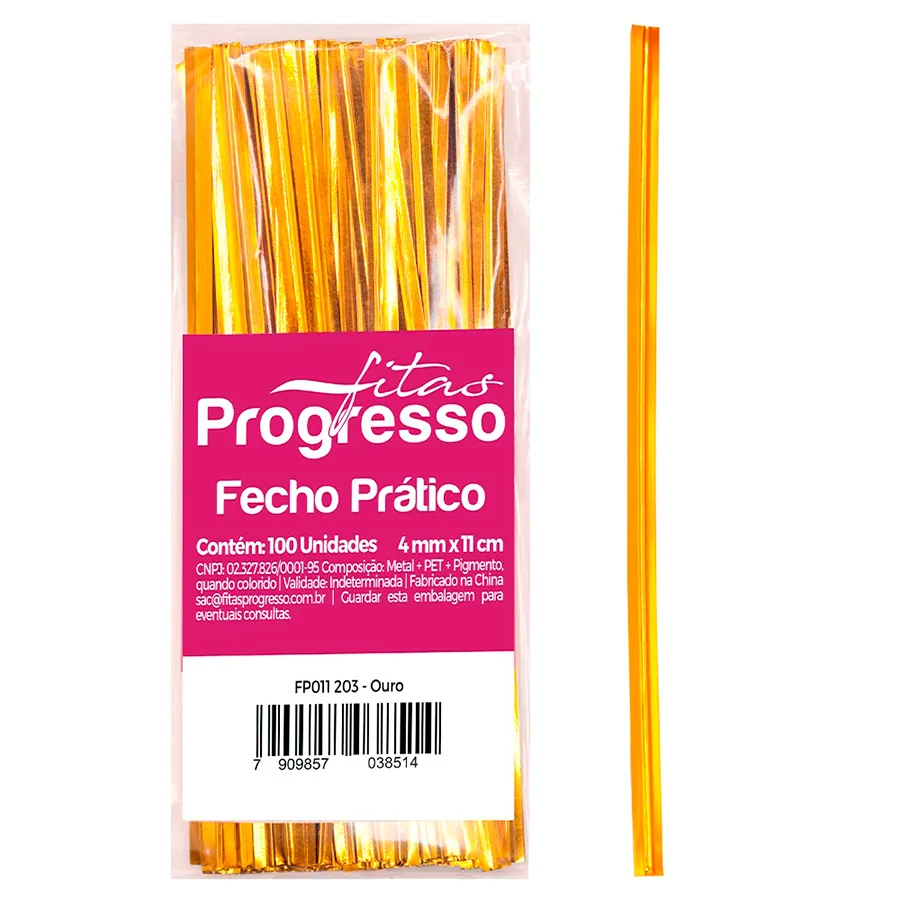 Fecho prático metálico 4 x 11 cm ouro