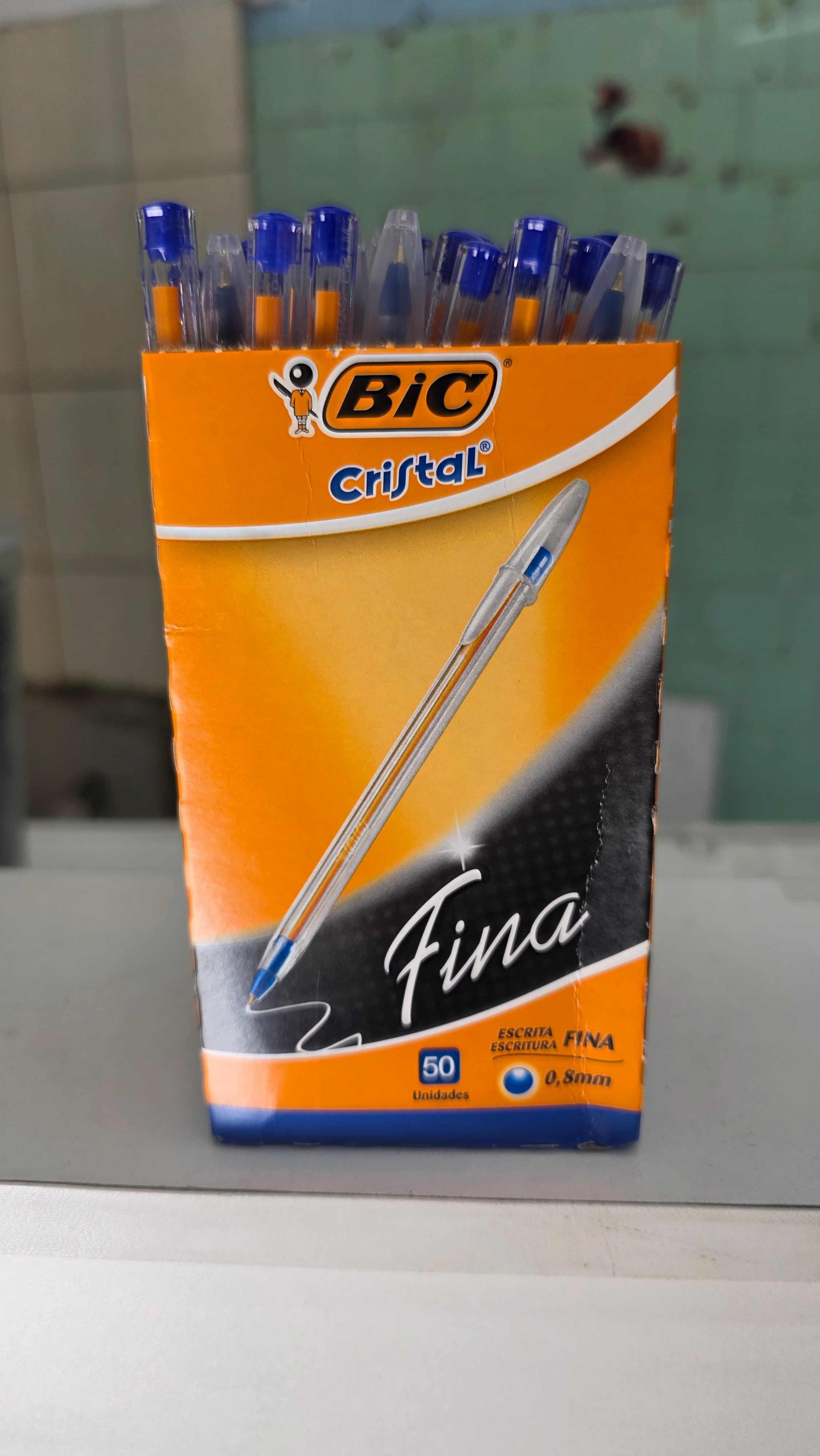 Caneta Azul Bic Cristal Fina CX/50