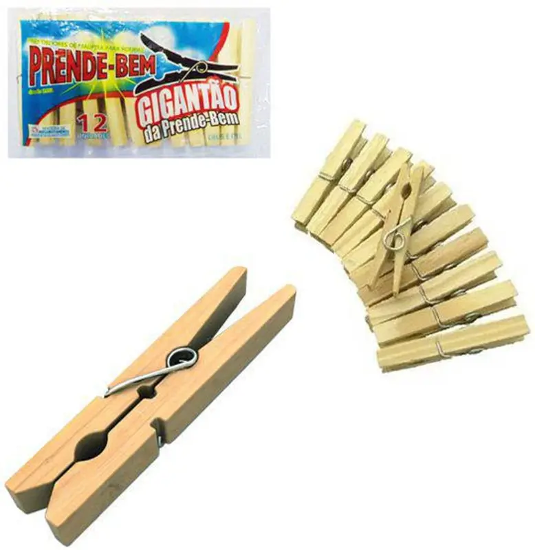 Prendedor de madeira 12 peças 9 cm
