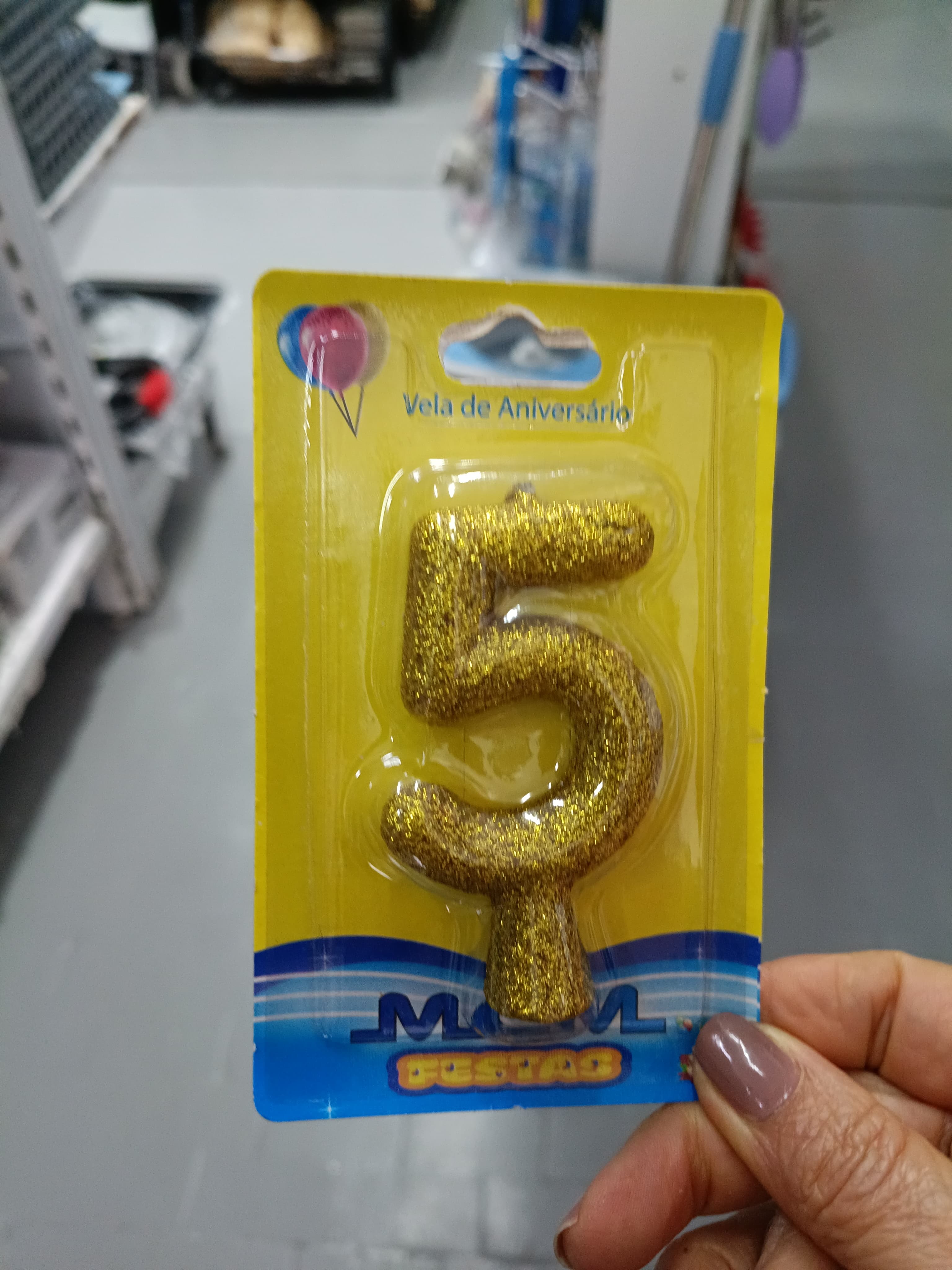Vela Glitter Parafina 12GRS Nº5 Dourado
