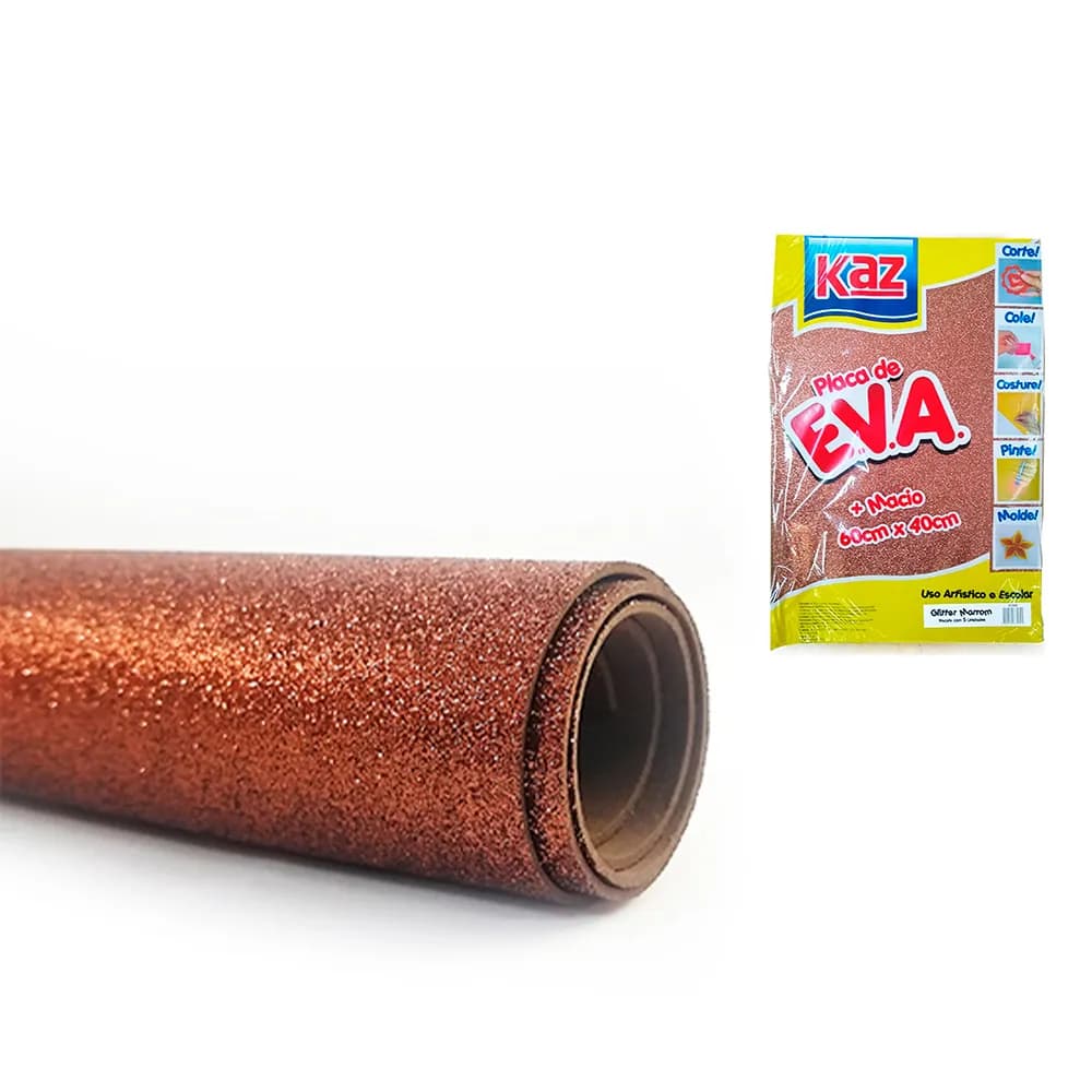 Placa de EVA 60 x 40 glitter marrom