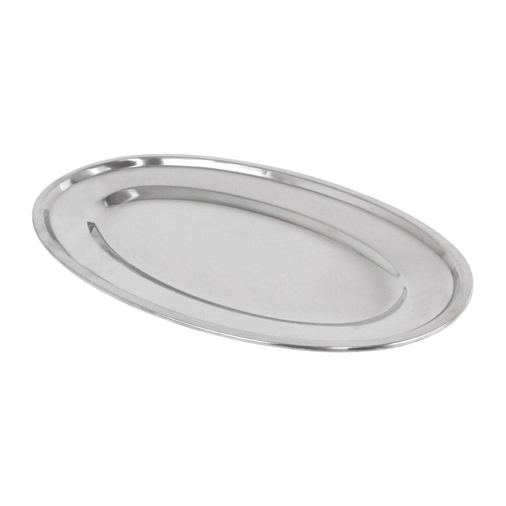 Bandeja de inox 17,5 x 29 cm oval prata