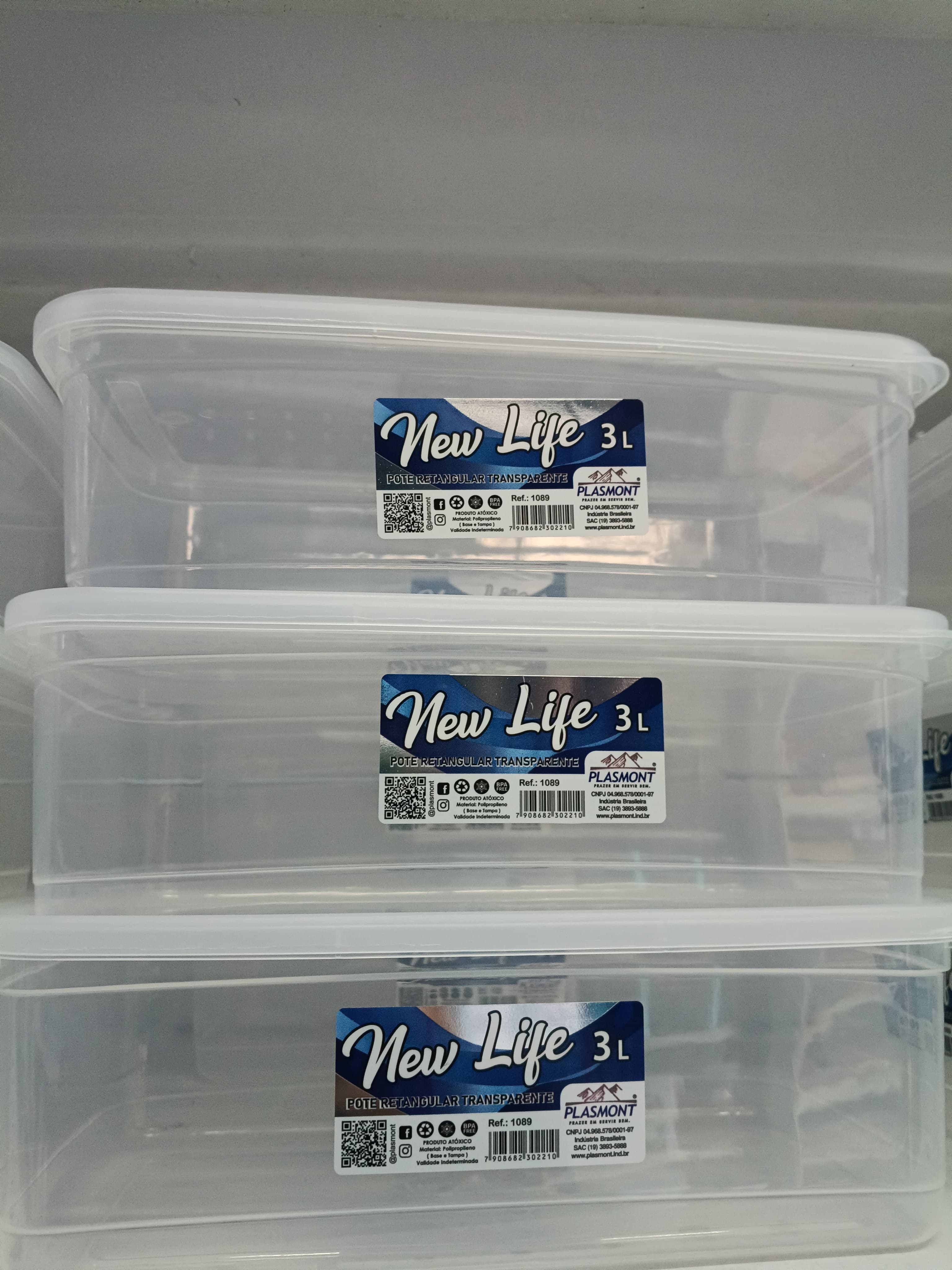 Pote Newlife Retangular 3 Litros - Transparente