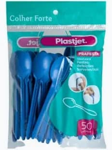 Colher Sobremesa Azul Plasti Lani C/50