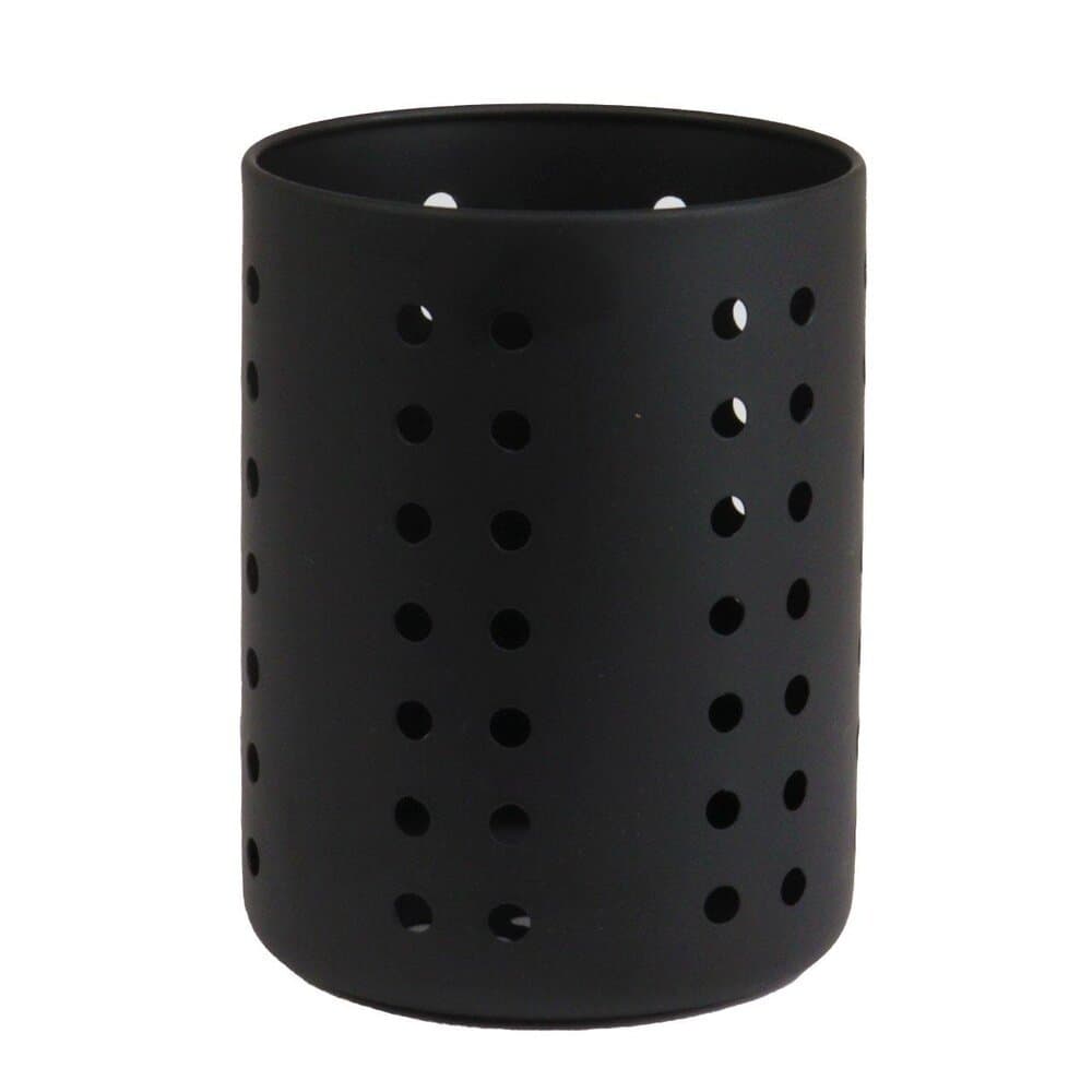 Porta Talher de Inox 12,5cm Redondo Vazado Preto