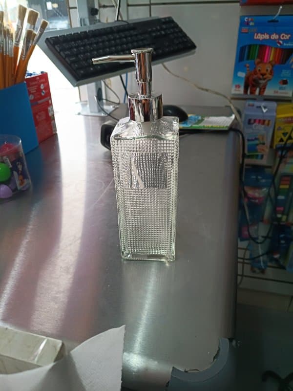 Porta Sabonete Liquido Vidro 500ml Relevo