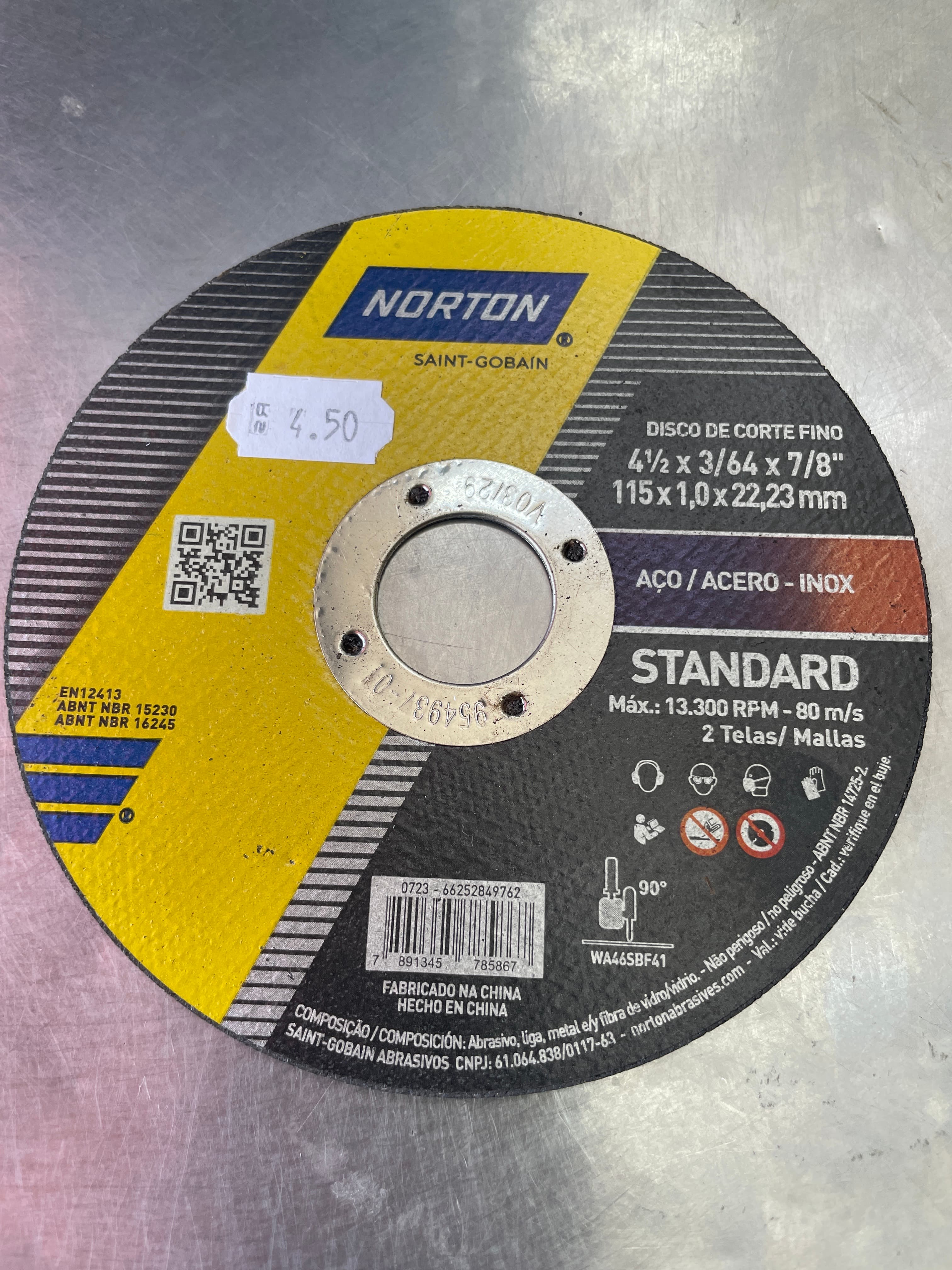 Disco de Corte Fino 115X1,0X22,23 Norton Standard