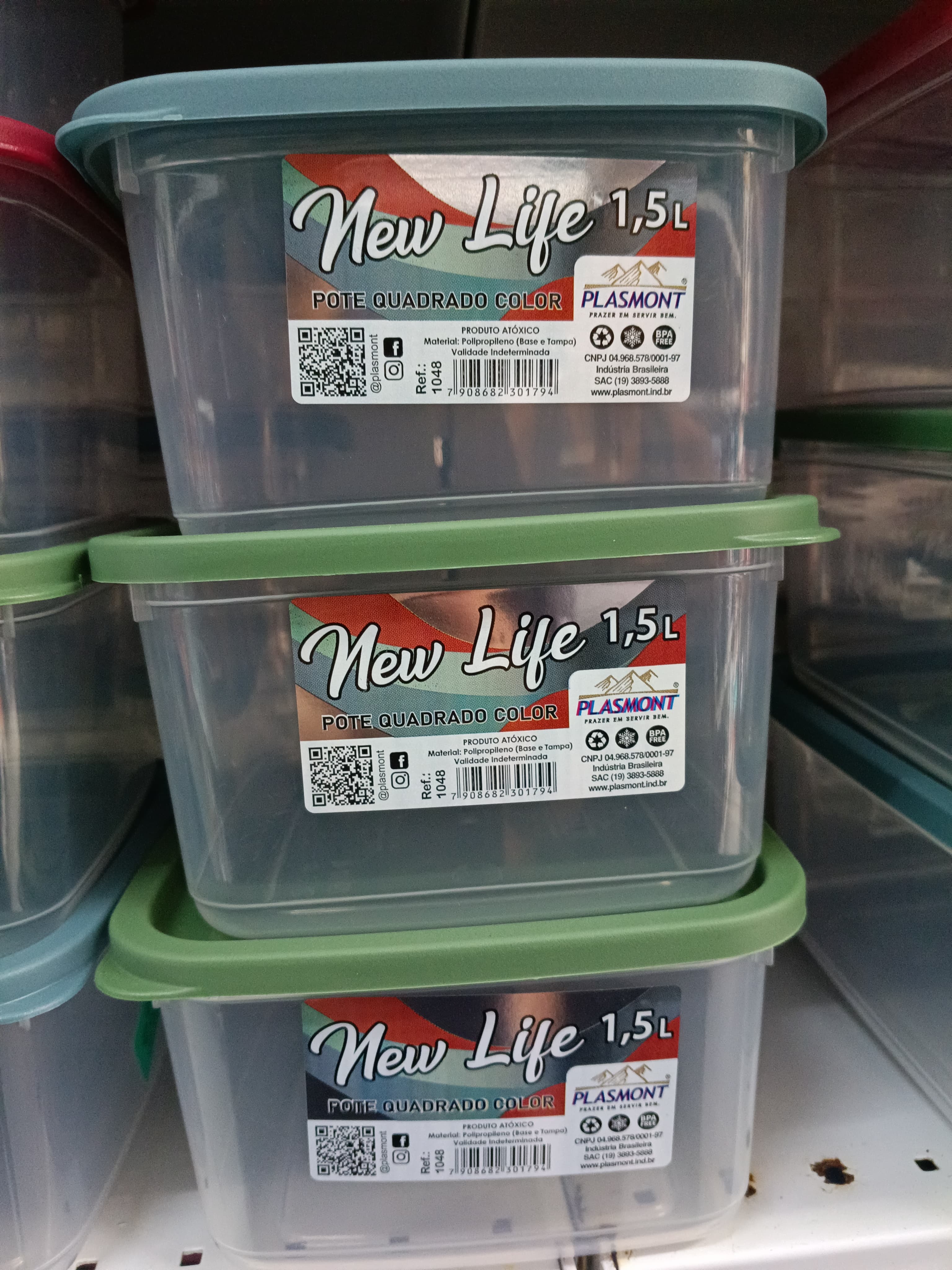 Pote Newlife Quadrado 1,5 Litros - Color