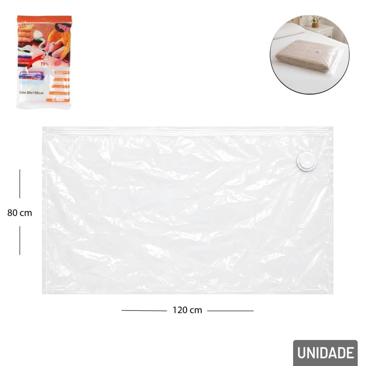 Saco a vácuo de plástico 80 x 120 cm multiuso