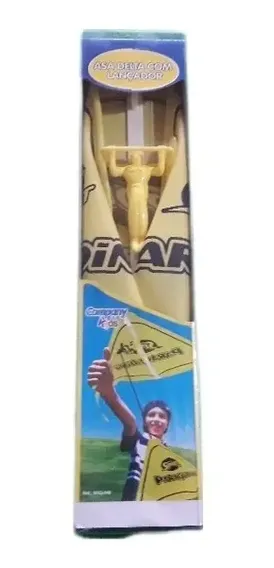 Boneco de plástico com asa delta 44 cm e lançador